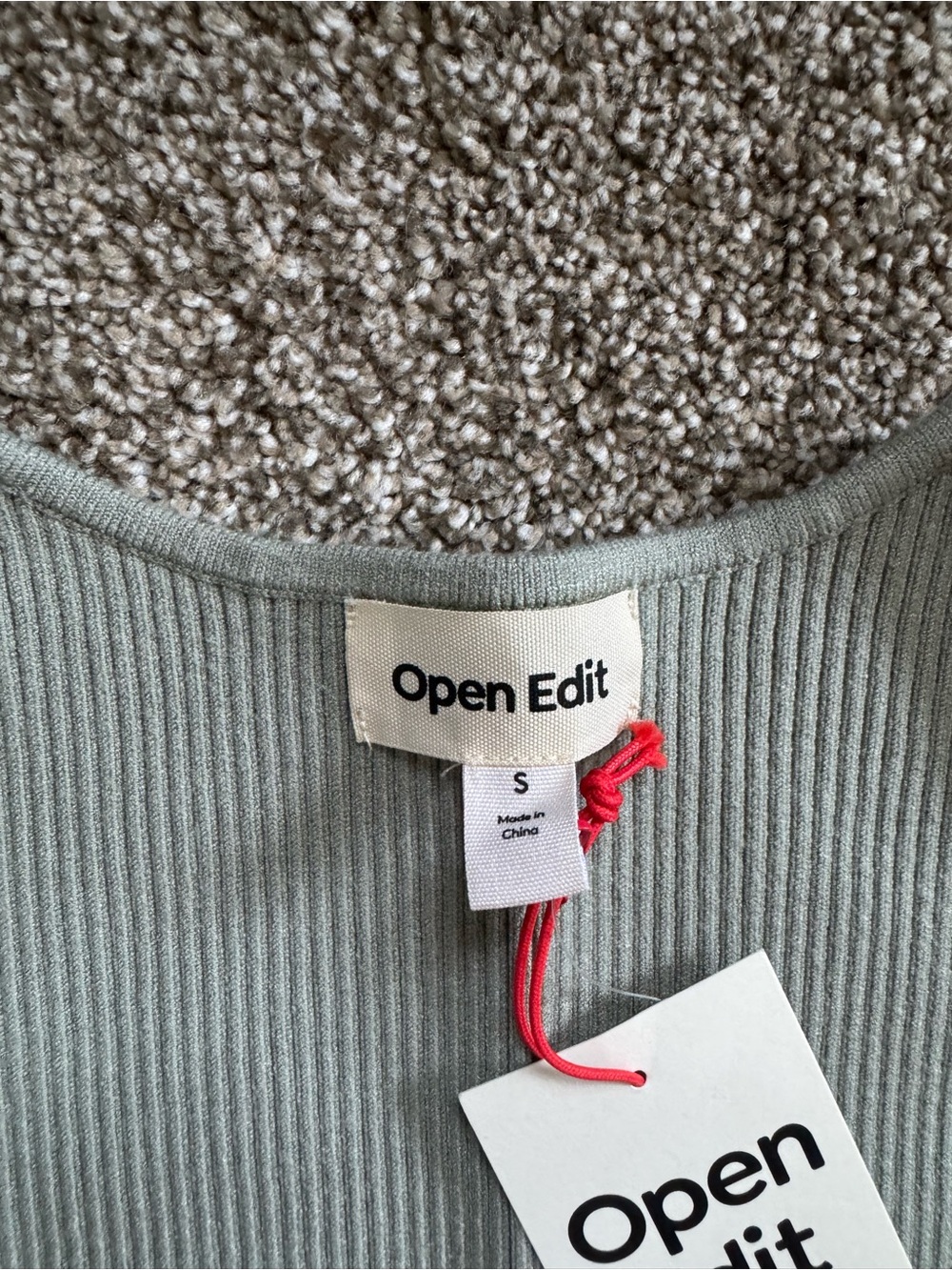 Open Edit Ribbed Square Neck Long Sleeve - Picture 2 of 2
